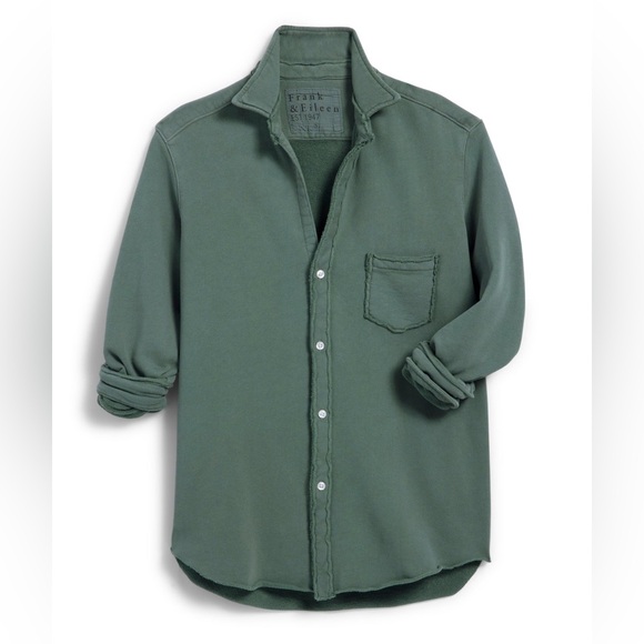 Frank & Eileen Triple Fleece Terry Sweatshirt Button up Eileen Sz S Thyme - Picture 3 of 8